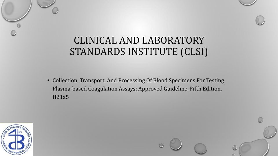 Blood Specimens For Testing Plasma-based