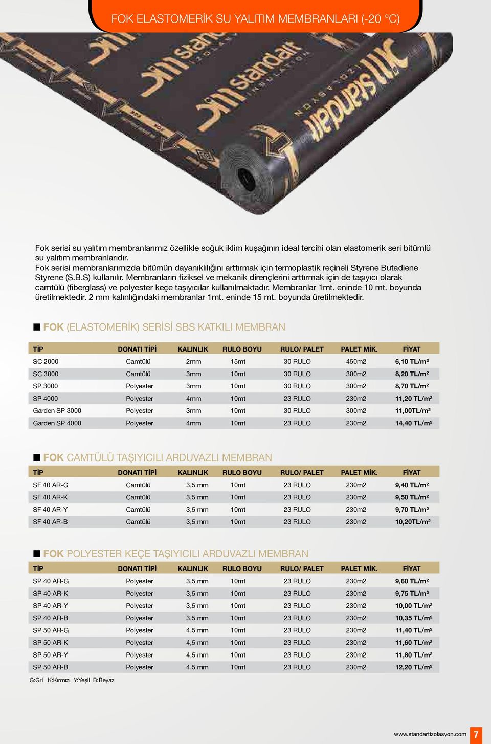 Membranların fiziksel ve mekanik dirençlerini arttırmak için de taşıyıcı olarak camtülü (fiberglass) ve polyester keçe taşıyıcılar kullanılmaktadır. Membranlar 1mt. eninde 10 mt.