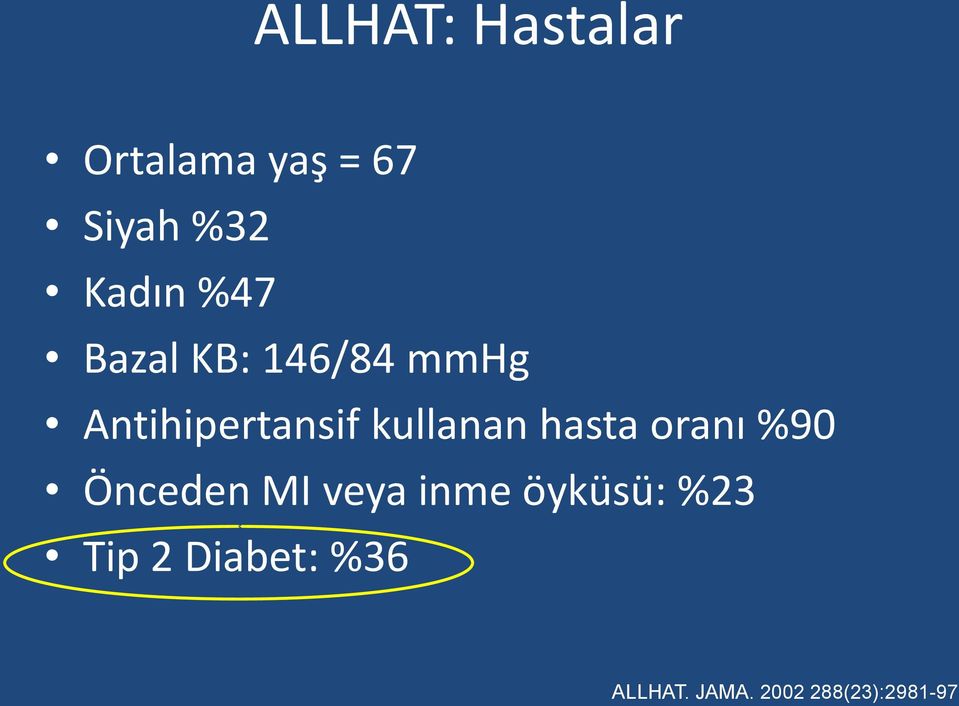 hasta oranı %90 Önceden MI veya inme öyküsü: %23