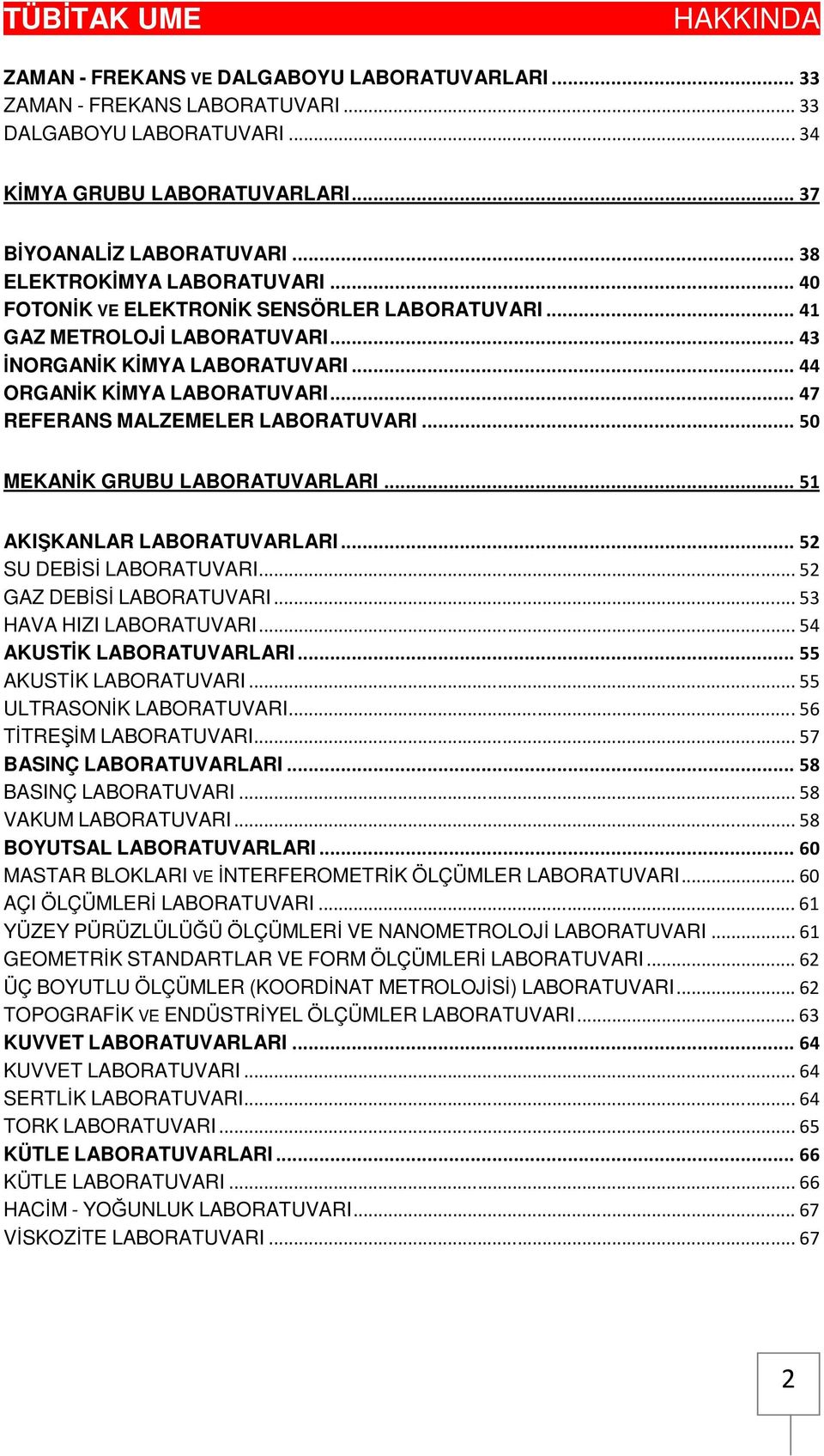 .. 50 MEKANİK GRUBU... 51 AKIŞKANLAR... 52 SU DEBİSİ LABORATUVARI... 52 GAZ DEBİSİ LABORATUVARI... 53 HAVA HIZI LABORATUVARI... 54 AKUSTİK... 55 AKUSTİK LABORATUVARI... 55 ULTRASONİK LABORATUVARI.