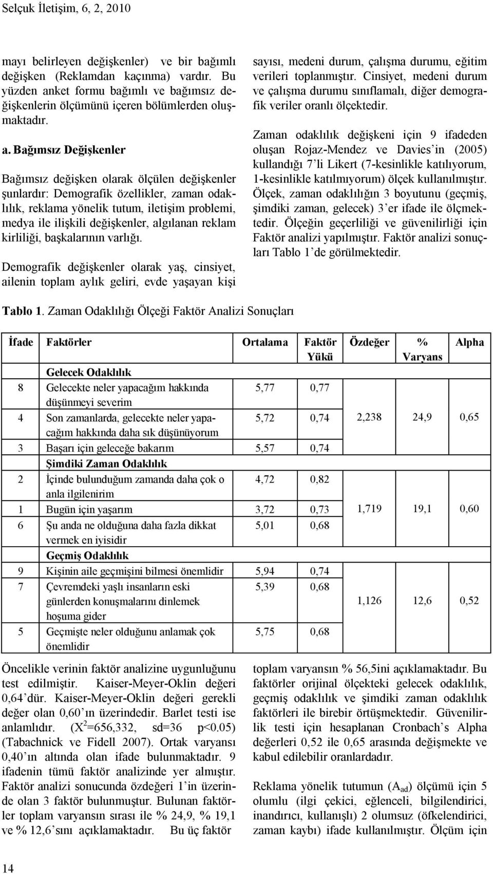 ket formu bağımlı ve bağımsız değişkenlerin ölçümünü içeren bölümlerden oluşmaktadır. a.