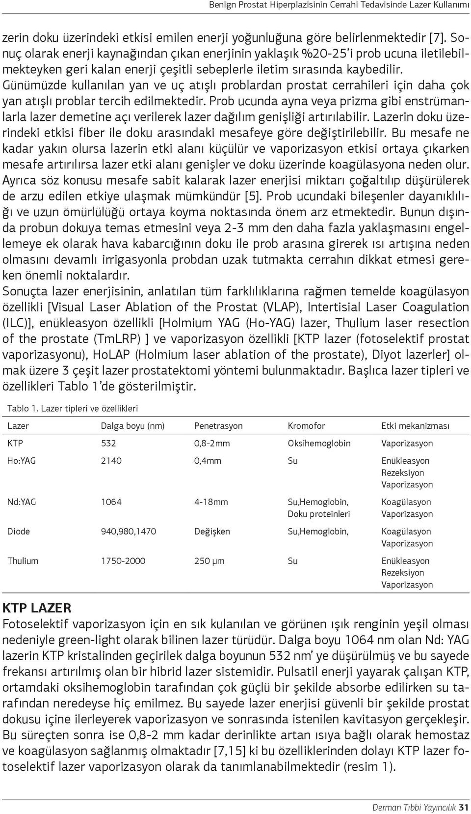 Günümüzde kullanılan yan ve uç atışlı problardan prostat cerrahileri için daha çok yan atışlı problar tercih edilmektedir.