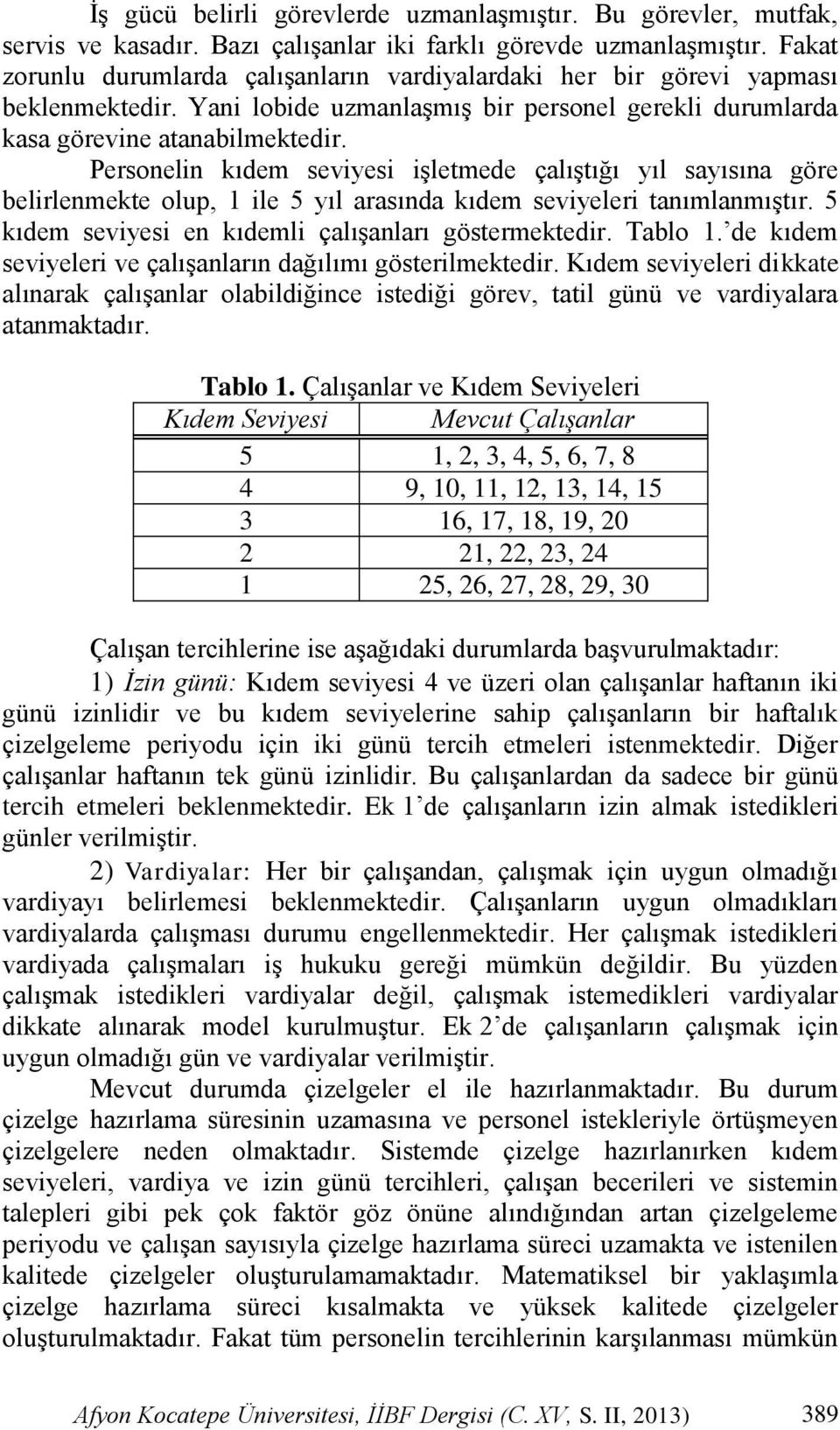 Personelin kıdem seviyesi işletmede çalıştığı yıl sayısına göre belirlenmekte olup, 1 ile 5 yıl arasında kıdem seviyeleri tanımlanmıştır. 5 kıdem seviyesi en kıdemli çalışanları göstermektedir.