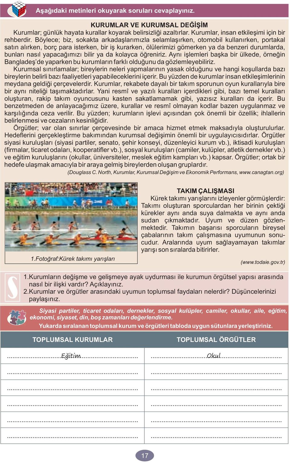 yapacaðýmýzý bilir ya da kolayca öðreniriz. Ayný iþlemleri baþka bir ülkede, örneðin Bangladeþ de yaparken bu kurumlarýn farklý olduðunu da gözlemleyebiliriz.