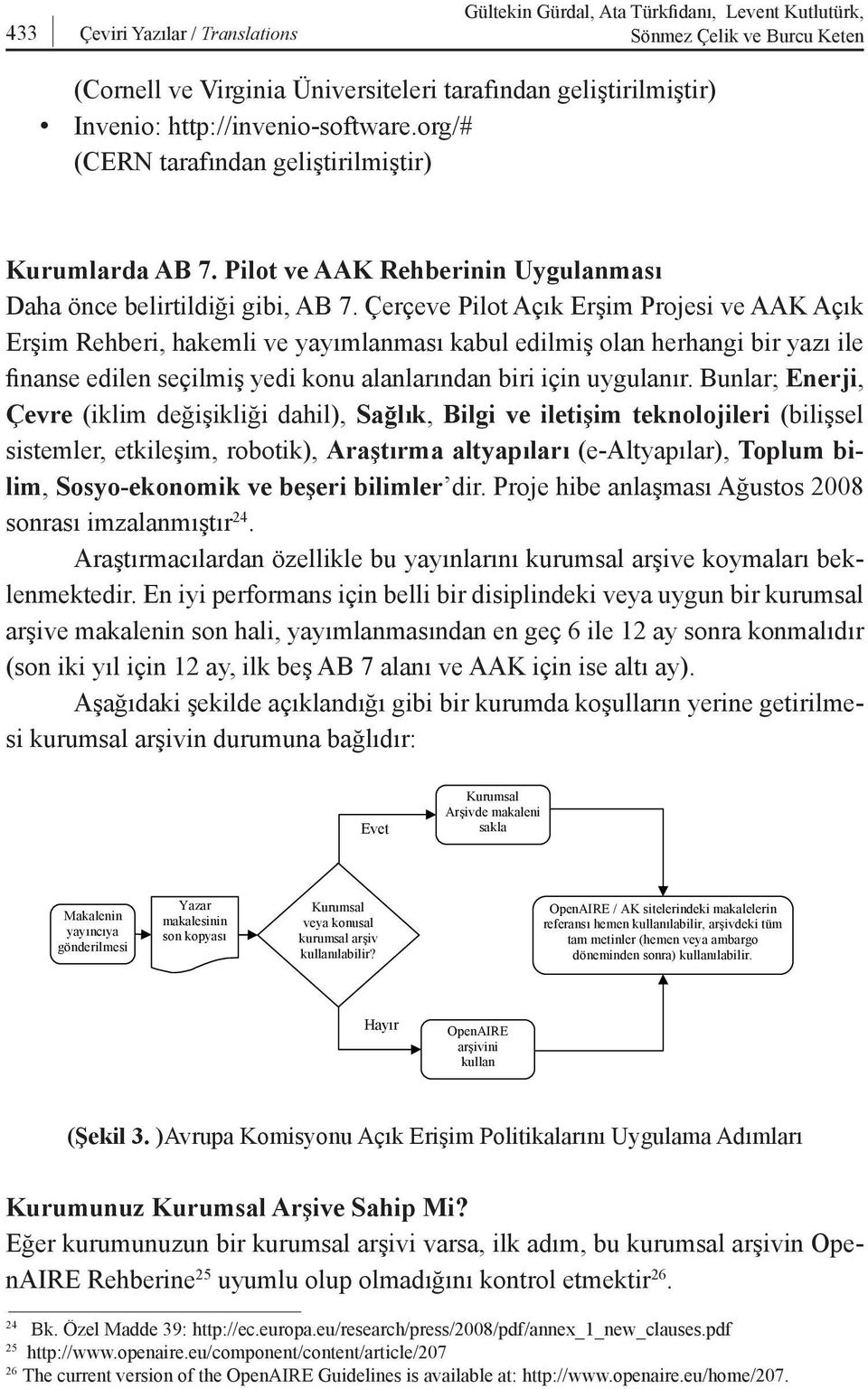 Çerçeve Pilot Açık Erşim Projesi ve AAK Açık Erşim Rehberi, Invenio: hakemli http://invenio-software.