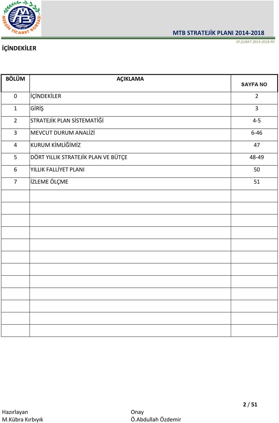 SİSTEMATİĞİ 4 5 3 MEVCUT DURUM ANALİZİ 6 46 4 KURUM KİMLİĞİMİZ 47 5