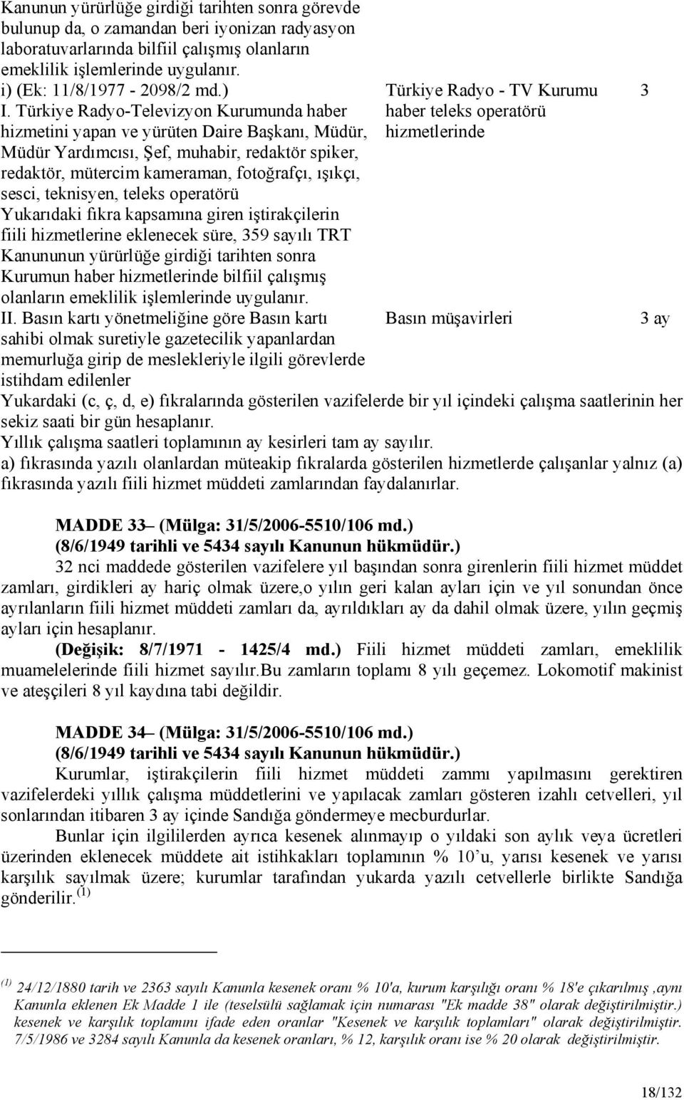 Türkiye Radyo-Televizyon Kurumunda haber hizmetini yapan ve yürüten Daire Başkanı, Müdür, Müdür Yardımcısı, Şef, muhabir, redaktör spiker, redaktör, mütercim kameraman, fotoğrafçı, ışıkçı, sesci,