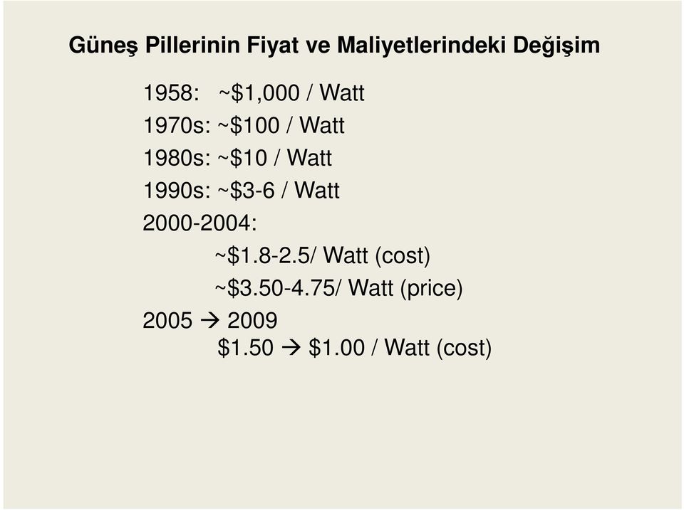 Watt 1990s: ~$3-6 / Watt 000-004: ~$1.8-.