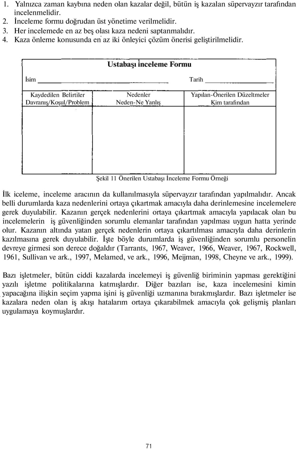 Ustabaşı inceleme Formu İsim Kaydedilen Belirtiler Davranış/Koşul/Problem Nedenler Neden-Ne Yanlış Tarih Yapılan-Önerilen Düzeltmeler Kim tarafından Şekil 11 Önerilen Ustabaşı İnceleme Formu Örneği