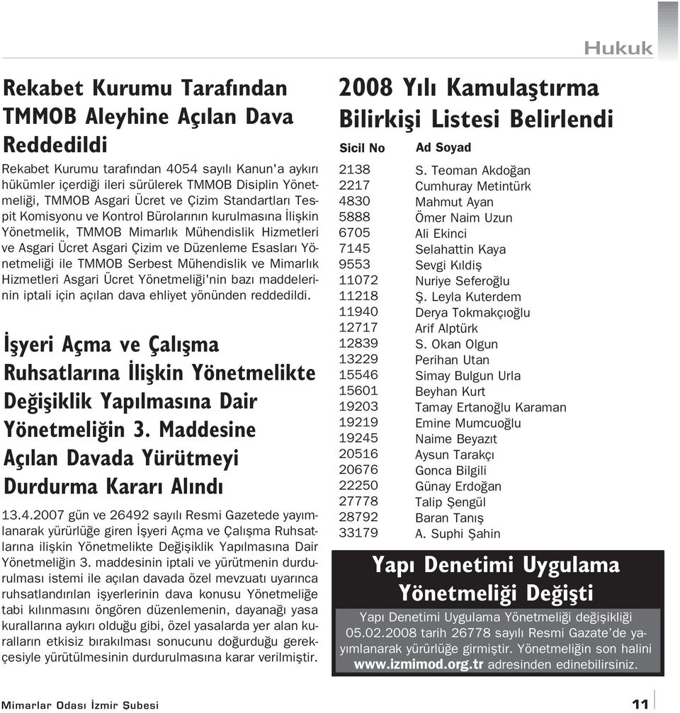 Serbest Mühendislik ve Mimarl k Hizmetleri Asgari Ücret Yönetmeli i'nin baz maddelerinin iptali için aç lan dava ehliyet yönünden reddedildi.