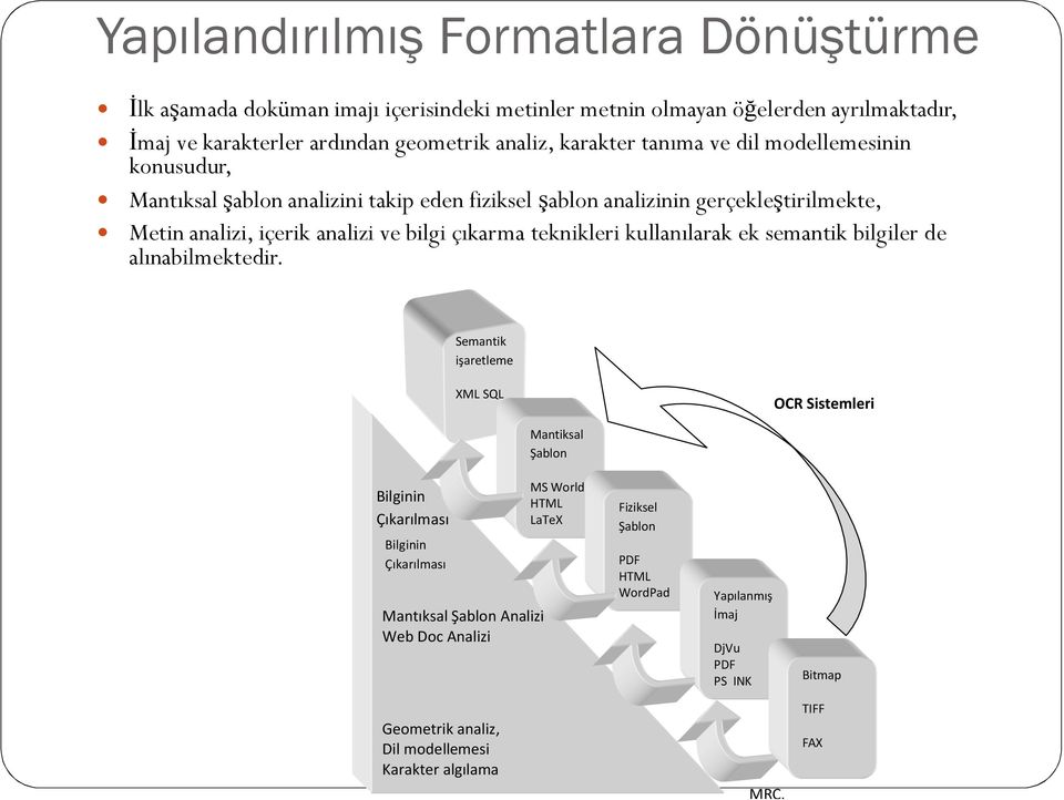 çıkarma teknikleri kullanılarak ek semantik bilgiler de alınabilmektedir.