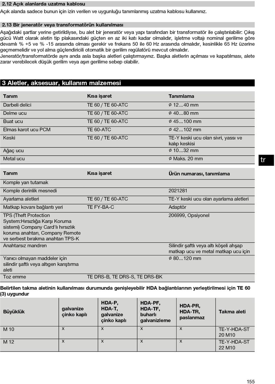 tip plakasındaki güçten en az iki katı kadar olmalıdır, işletme voltajı nominal gerilime göre devamlı % +5 ve % 15 arasında olması gerekir ve frekans 50 ile 60 Hz arasında olmalıdır, kesinlikle 65 Hz