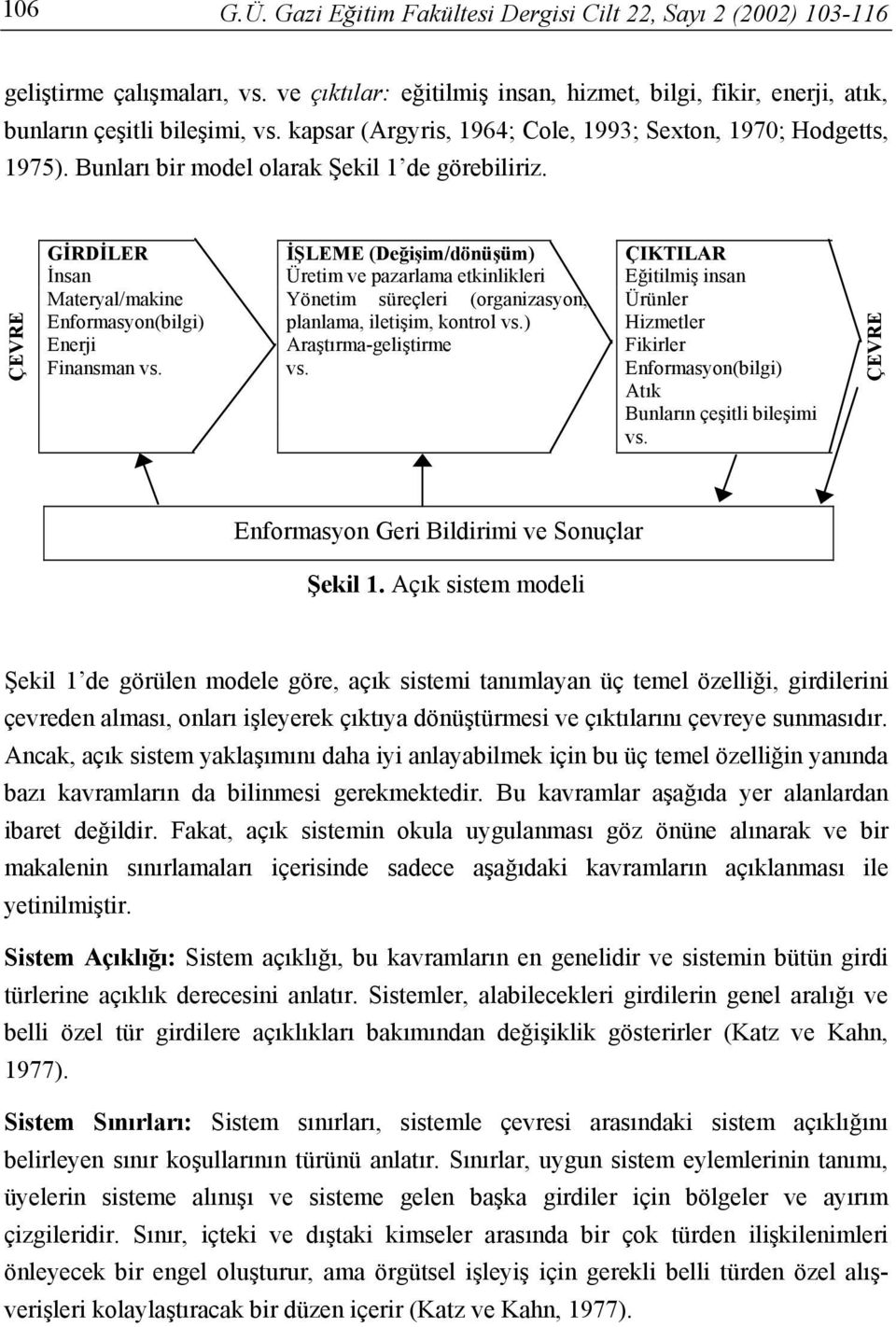 ÇEVRE GİRDİLER İŞLEME (Değişim/dönüşüm) ÇIKTILAR İnsan Üretim ve pazarlama etkinlikleri Eğitilmiş insan Materyal/makine Yönetim süreçleri (organizasyon, Ürünler Enformasyon(bilgi) Enerji Finansman vs.