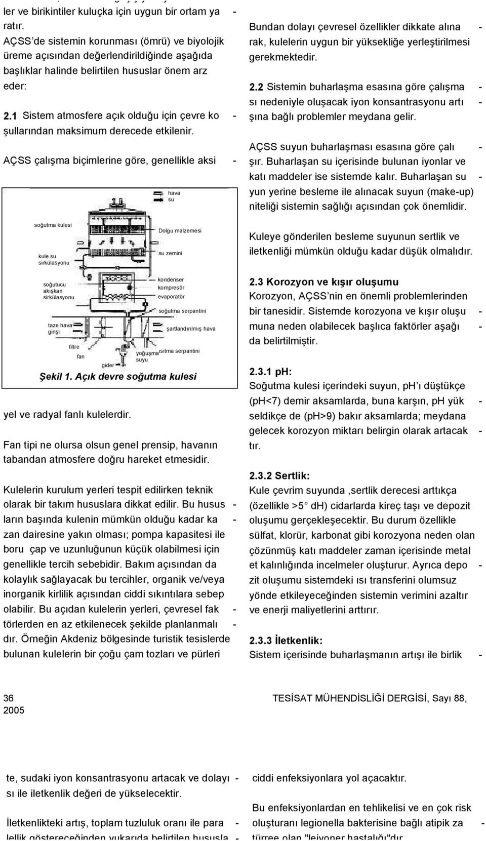 1 Sistem atmosfere açık olduğu için çevre ko - şullarından maksimum derecede etkilenir. AÇSS çalışma biçimlerine göre, genellikle aksi - hava su ile kum ve toza maruz kalmaktadır.