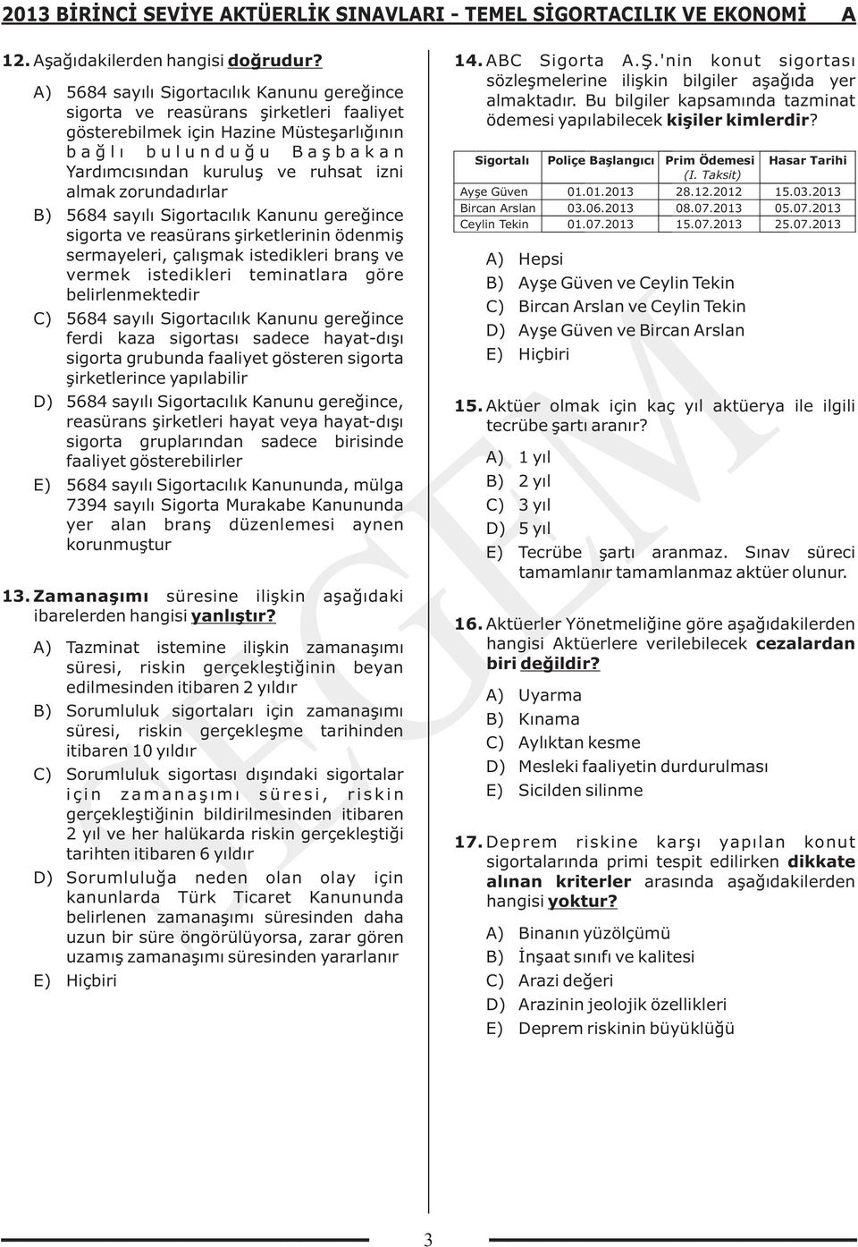 zorundadırlar B) 5684 sayılı Sigortacılık Kanunu gereğince sigorta ve reasürans şirketlerinin ödenmiş sermayeleri, çalışmak istedikleri branş ve vermek istedikleri teminatlara göre belirlenmektedir