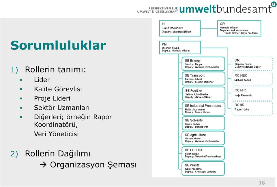 Diğerleri; örneğin Rapor Koordinatörü, Veri