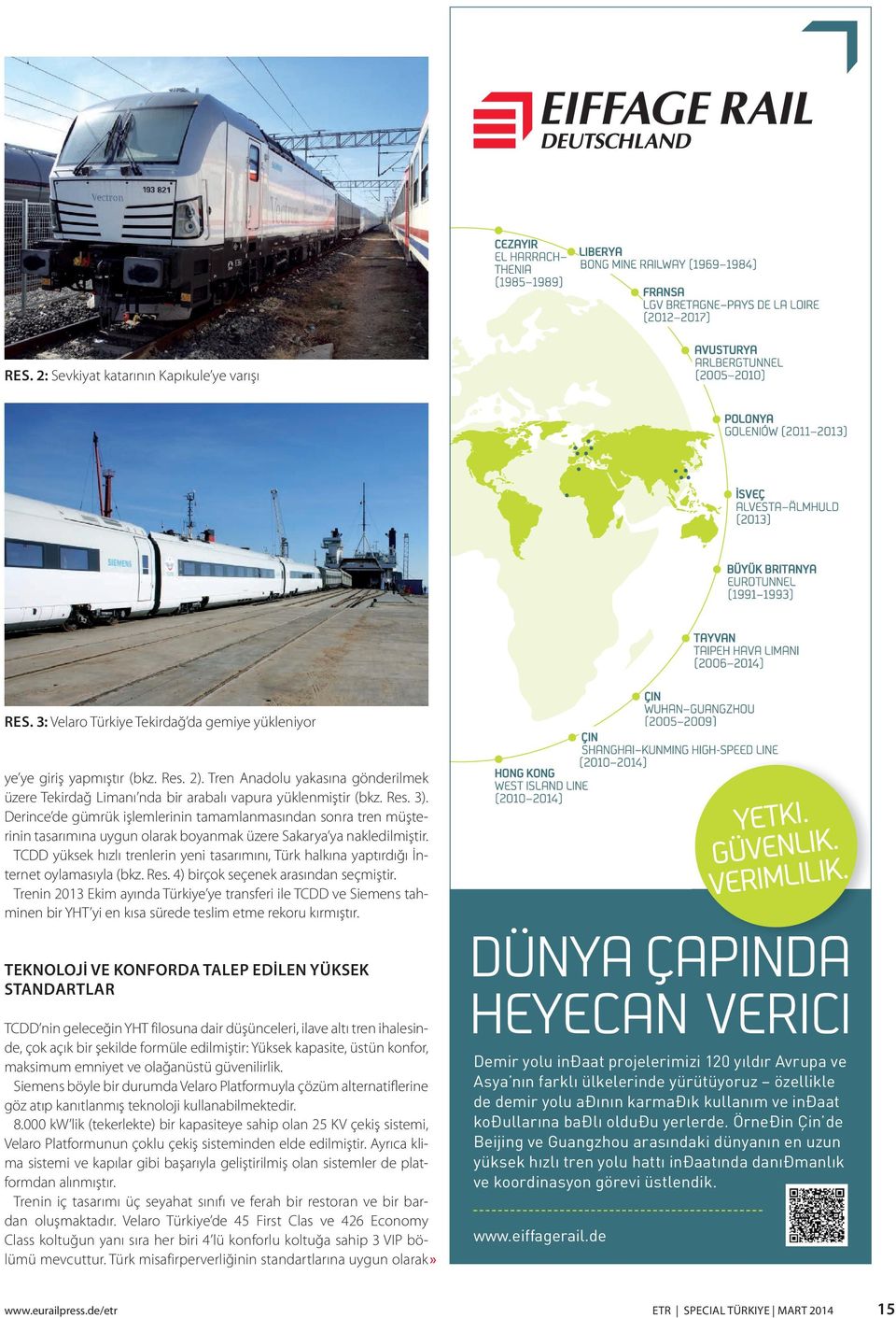 (2006 2014) RES. 3: Velaro Türkiye Tekirdağ da gemiye yükleniyor ye ye giriş yapmıştır (bkz. Res. 2). Tren Anadolu yakasına gönderilmek üzere Tekirdağ Limanı nda bir arabalı vapura yüklenmiştir (bkz.