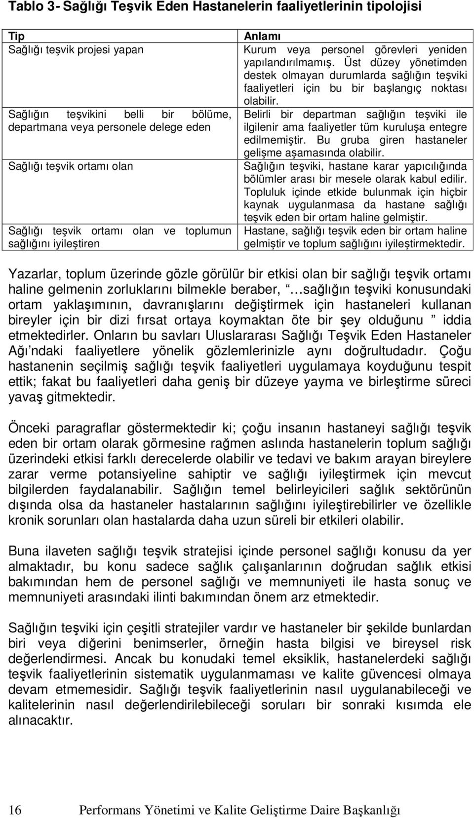 Üst düzey yönetimden destek olmayan durumlarda sağlığın teşviki faaliyetleri için bu bir başlangıç noktası olabilir.