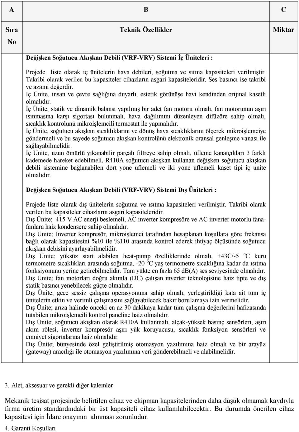 İç Ünite, insan ve çevre sağlığına duyarlı, estetik görünüşe havi kendinden orijinal kasetli olmalıdır.