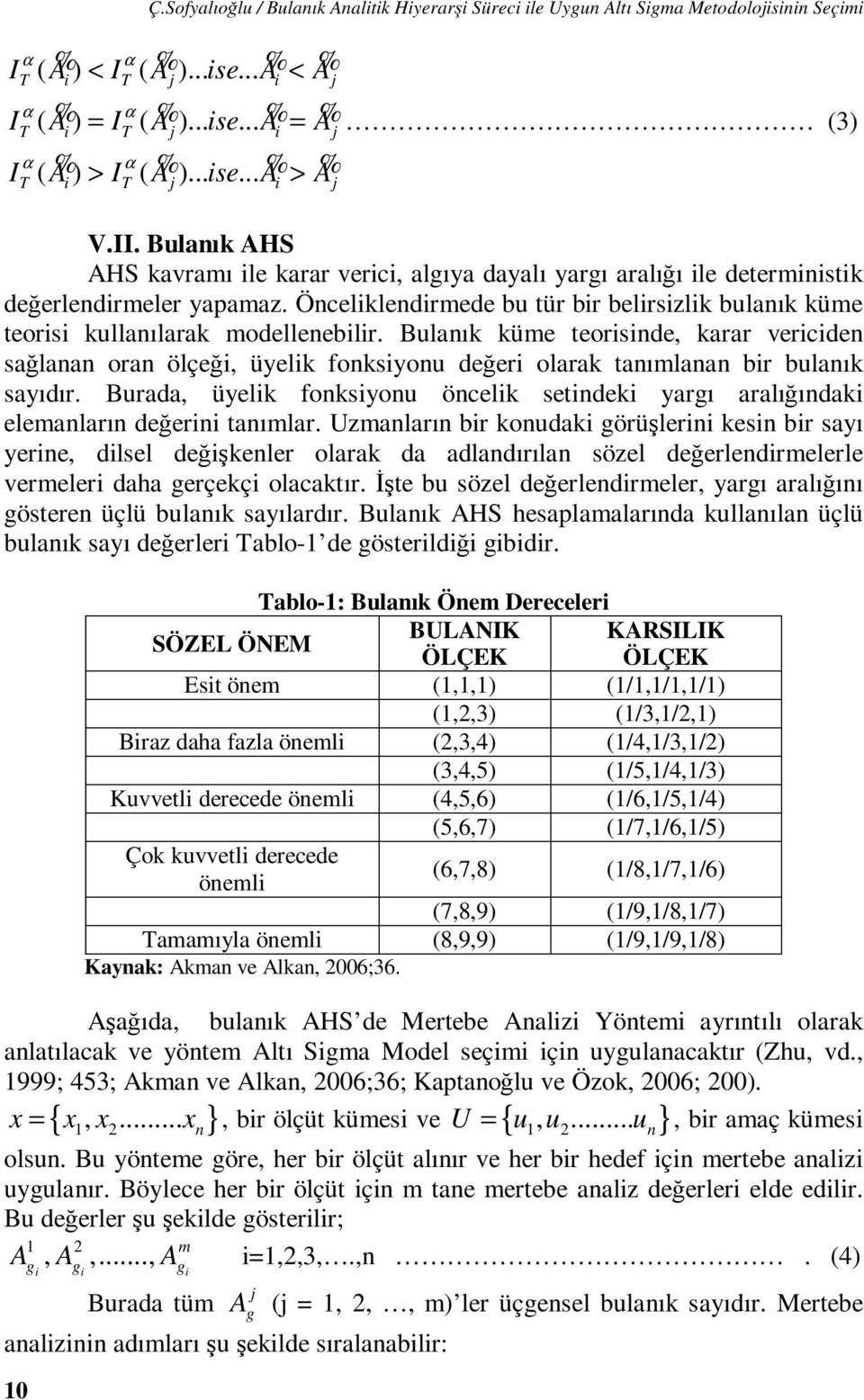 Önceliklendirmede bu tür bir belirsizlik bulanık küme teorisi kullanılarak modellenebilir.