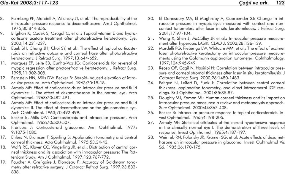 : The effect of topical corticosteroids on refractive outcome and corneal haze after photorefractive keratectomy. J Refract Surg. 1997;13:644-652. 11.