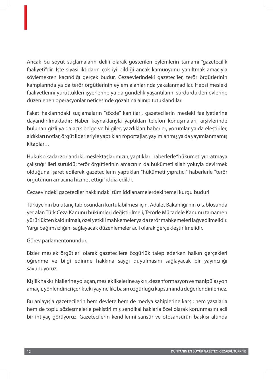 Cezaevlerindeki gazeteciler, terör örgütlerinin kamplarında ya da terör örgütlerinin eylem alanlarında yakalanmadılar.