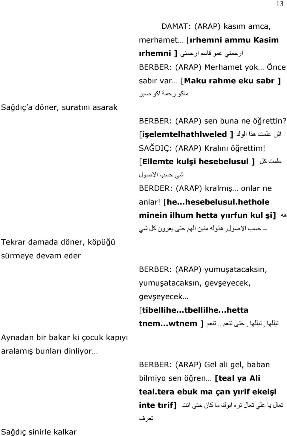 اش علمت هذا الولد ] [işelemtelhathlweled SAĞDIÇ: (ARAP) Kralını öğrettim! علمت كل ] hesebelusul 