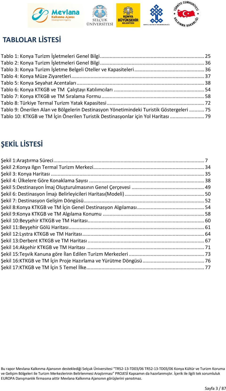 .. 58 Tablo 8: Türkiye Termal Turizm Yatak Kapasitesi... 72 Tablo 9: Önerilen Alan ve Bölgelerin Destinasyon Yönetimindeki Turistik Göstergeleri.