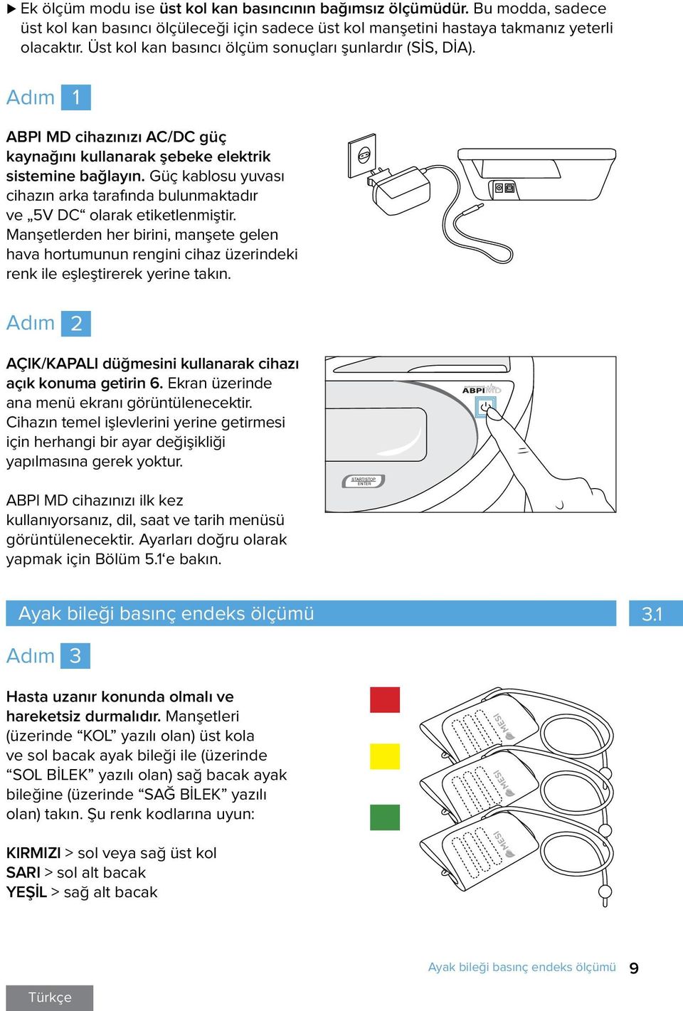 Güç kablosu yuvası cihazın arka tarafında bulunmaktadır ve 5V DC olarak etiketlenmiştir.