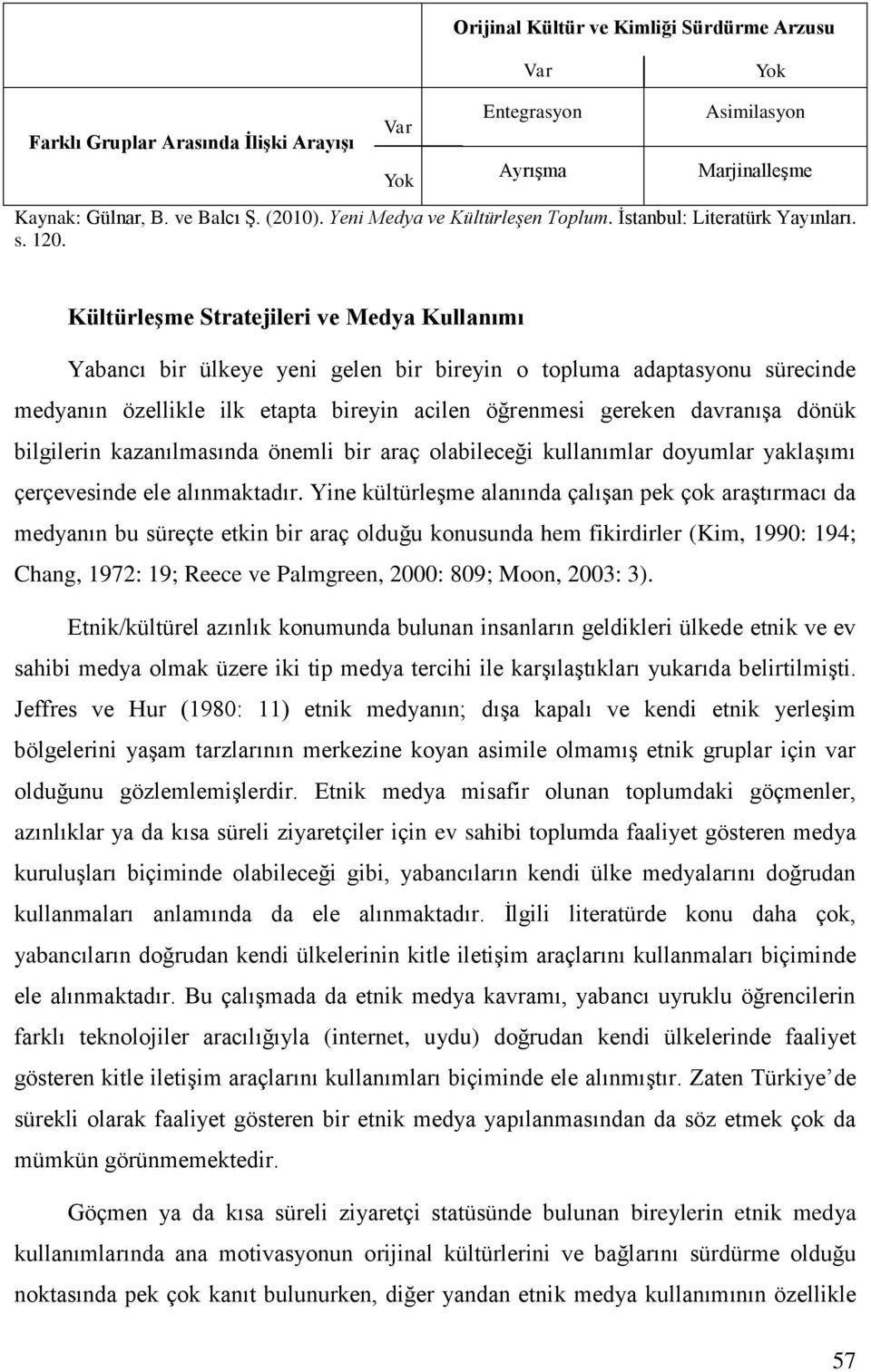 Kültürleşme Stratejileri ve Medya Kullanımı Yabancı bir ülkeye yeni gelen bir bireyin o topluma adaptasyonu sürecinde medyanın özellikle ilk etapta bireyin acilen öğrenmesi gereken davranışa dönük