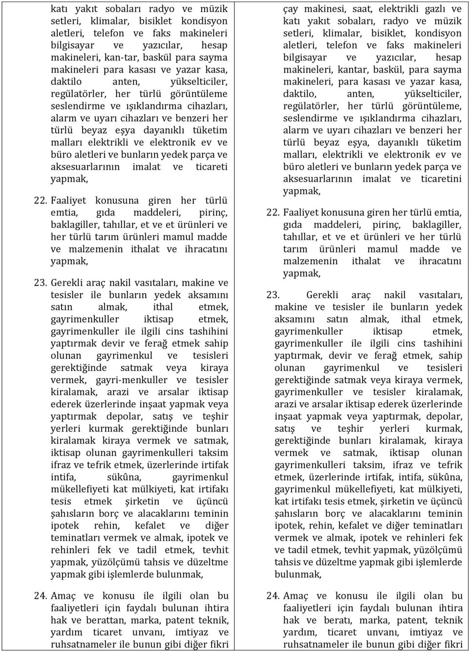 tüketim malları elektrikli ve elektronik ev ve büro aletleri ve bunların yedek parça ve aksesuarlarının imalat ve ticareti 22.