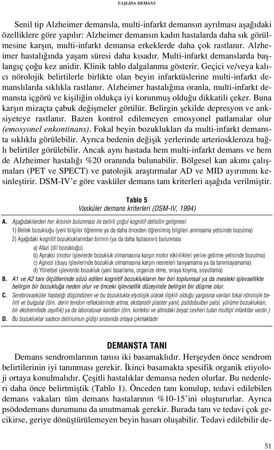 Geçici ve/veya kal - c nörolojik belirtilerle birlikte olan beyin infarktüslerine multi-infarkt demansl larda s kl kla rastlan r.