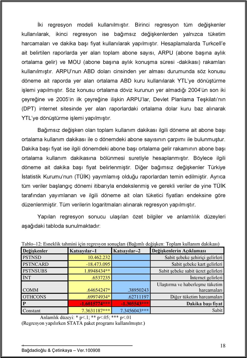 Hesaplamalarda Turkcell e ait belirtilen raporlarda yer alan toplam abone sayısı, ARPU (abone başına aylık ortalama gelir) ve MOU (abone başına aylık konuşma süresi -dakikası) rakamları