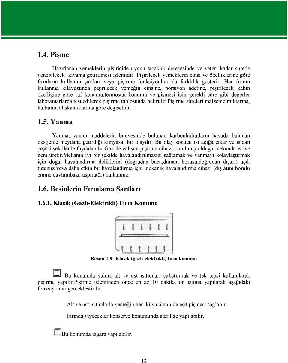 Her fırının kullanma kılavuzunda pişirilecek yemeğin cinsine, porsiyon adetine, pişirilecek kabın özelliğine göre raf konumu,termostat konumu ve pişmesi için gerekli süre gibi değerler