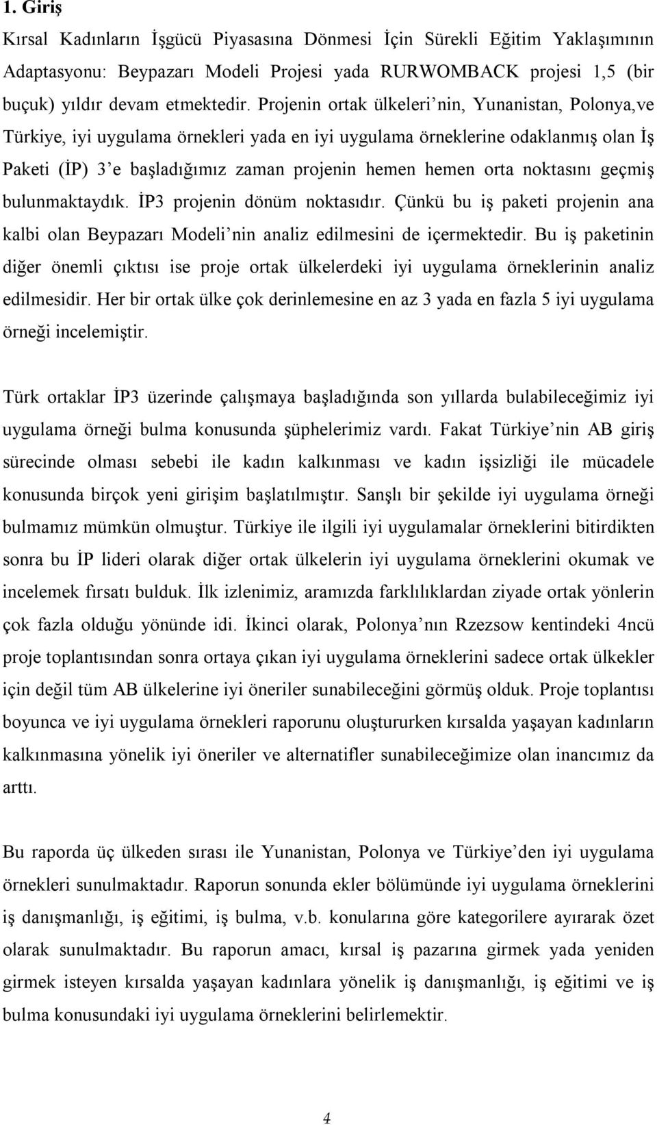 noktasını geçmiş bulunmaktaydık. İP3 projenin dönüm noktasıdır. Çünkü bu iş paketi projenin ana kalbi olan Beypazarı Modeli nin analiz edilmesini de içermektedir.