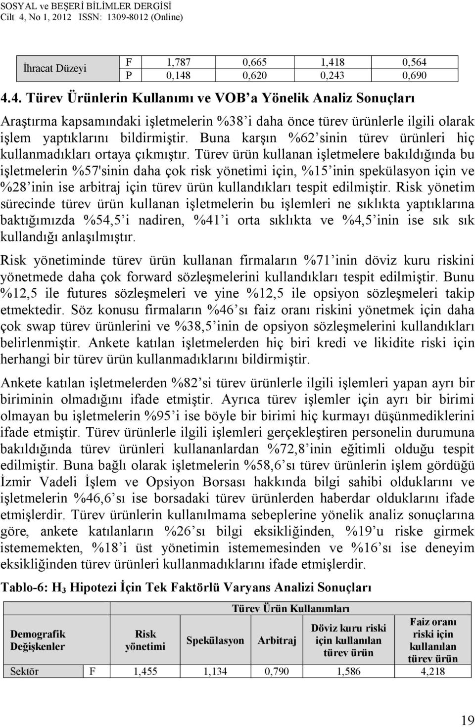 Buna karşın %62 sinin türev ürünleri hiç kullanmadıkları ortaya çıkmıştır.