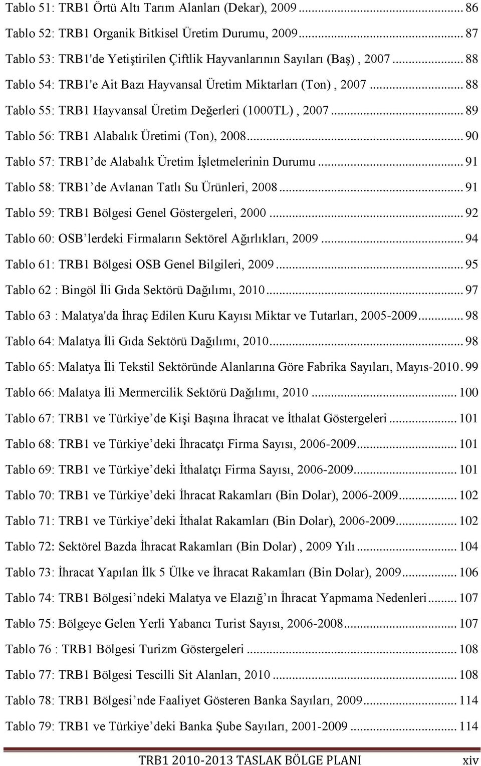 .. 90 Tablo 57: TRB1 de Alabalık Üretim ĠĢletmelerinin Durumu... 91 Tablo 58: TRB1 de Avlanan Tatlı Su Ürünleri, 2008... 91 Tablo 59: TRB1 Bölgesi Genel Göstergeleri, 2000.