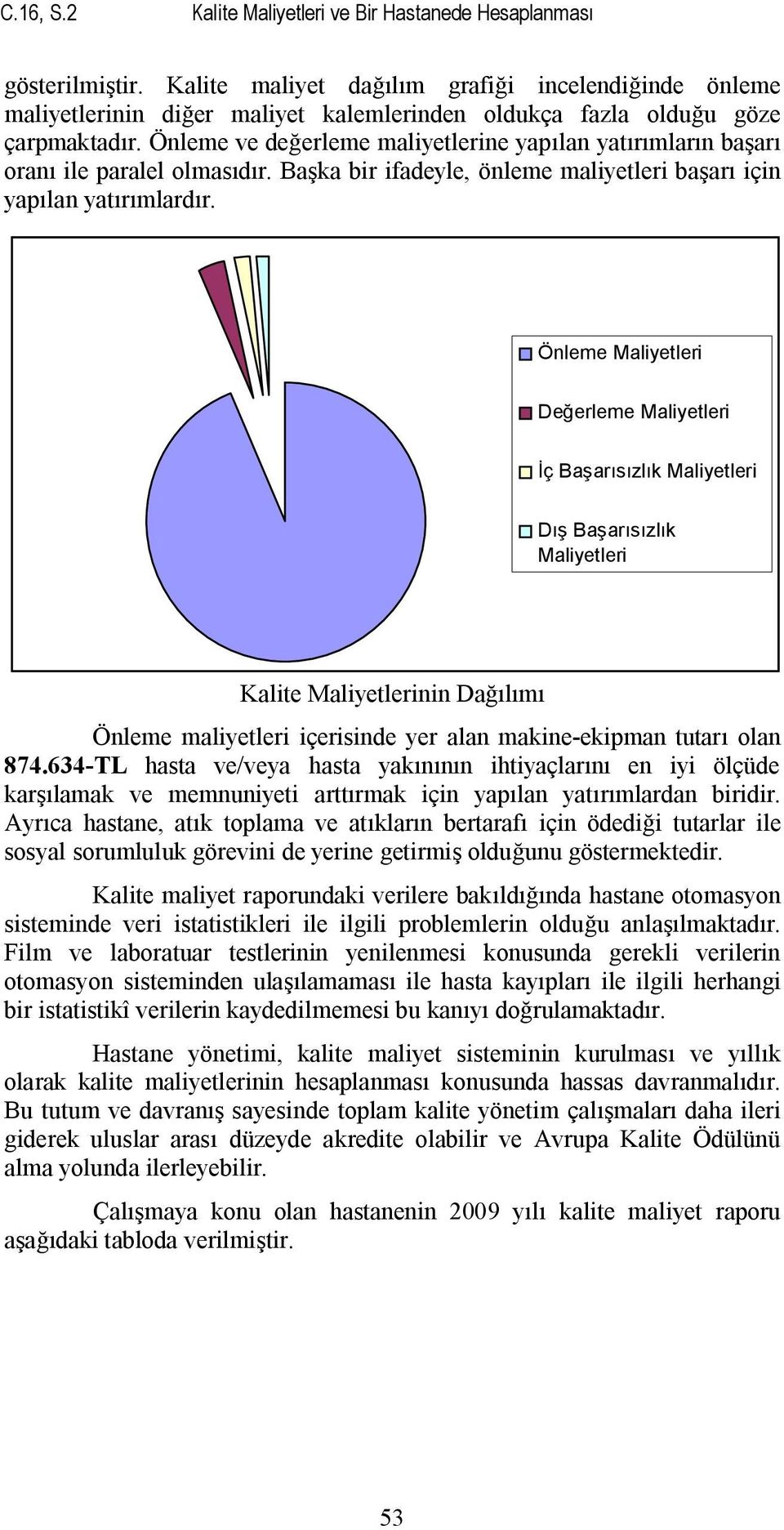 Önleme ve değerleme maliyetlerine yapılan yatırımların başarı oranı ile paralel olmasıdır. Başka bir ifadeyle, önleme maliyetleri başarı için yapılan yatırımlardır.