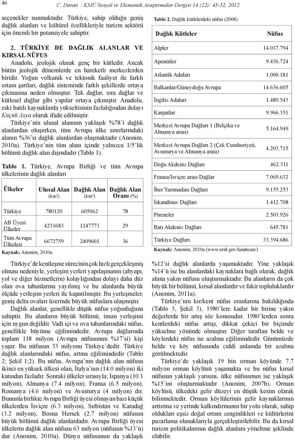 TÜRKIYE DE DAĞLIK ALANLAR VE KIRSAL NÜFUS Anadolu, jeolojik olarak genç bir kütledir. Ancak bütün jeolojik dönemlerde en hareketli merkezlerden biridir.