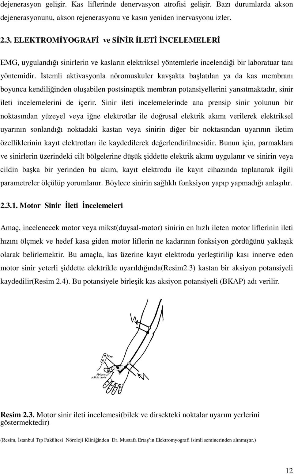 İstemli aktivasyonla nöromuskuler kavşakta başlatılan ya da kas membranı boyunca kendiliğinden oluşabilen postsinaptik membran potansiyellerini yansıtmaktadır, sinir ileti incelemelerini de içerir.