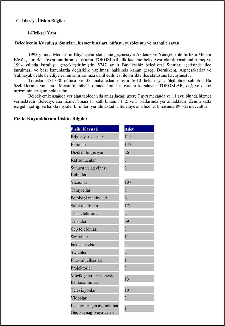 5747 sayılı Büyükşehir belediyesi Sınırları içerisinde ilçe kurulması ve bazı kanunlarda değişiklik yapılması hakkında kanun gereği Dorukkent, Arpaçsakarlar ve Yalınayak belde belediyelerinin