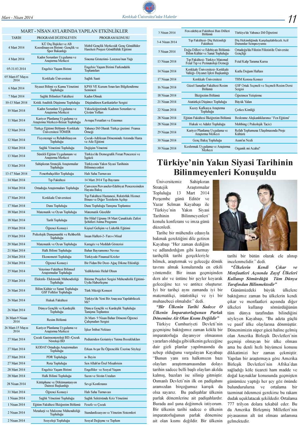 2014 Engelsiz Yaşam Birimi 05 Mart-07 Mayıs 2014 6 Mart 2014 Kırıkkale Üniversitesi Siyaset Bilimi ve Kamu Yönetimi Mobil Gençlik Merkezi& Genç Gönüllüler Hareketi Projesi Gönüllülük Eğitimi Sinema