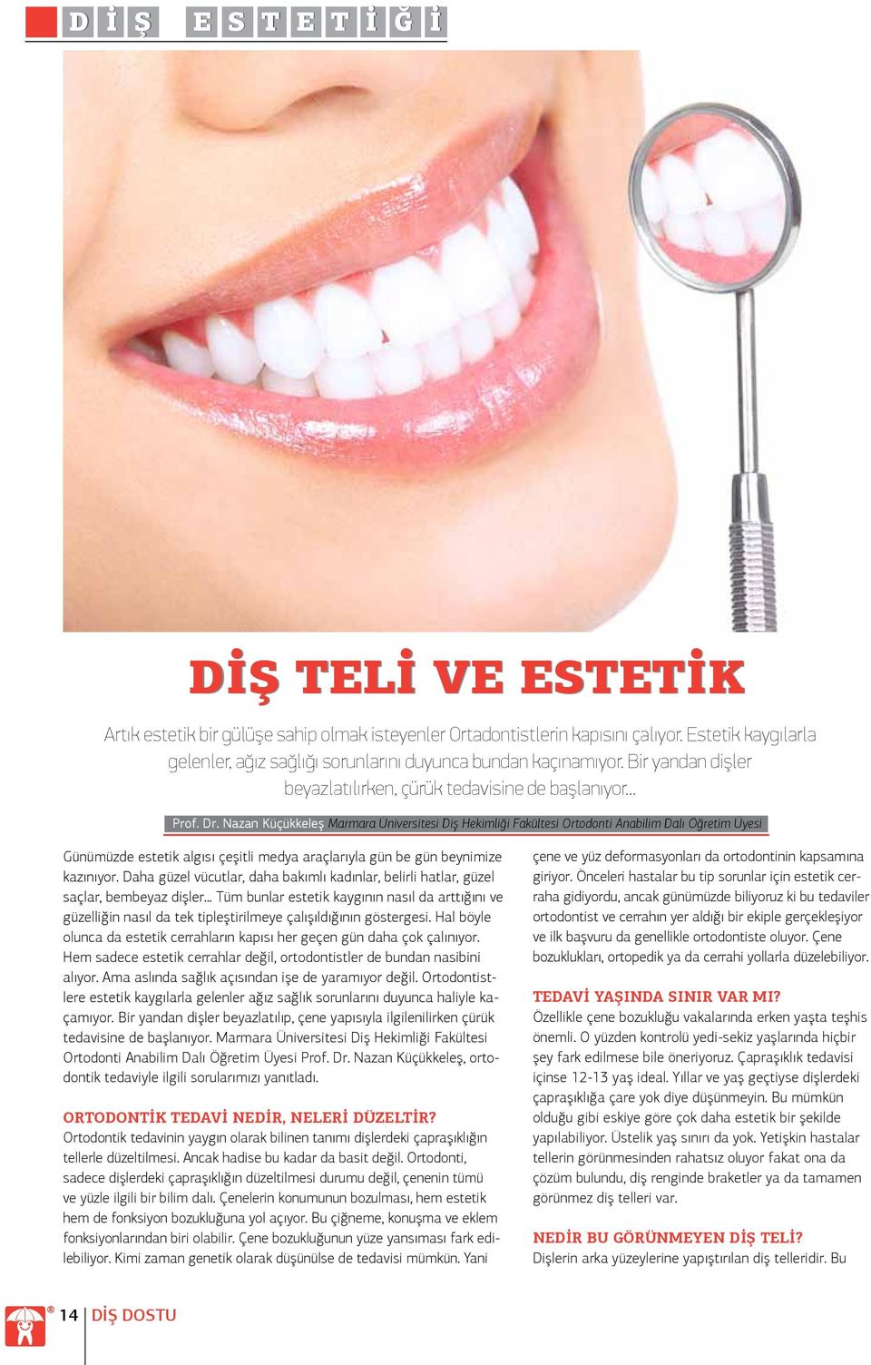 Nazan Küçükkeleş Marmara Üniversitesi Diş Hekimliği Fakültesi Ortodonti Anabilim Dalı Öğretim Üyesi Günümüzde estetik algısı çeşitli medya araçlarıyla gün be gün beynimize kazınıyor.