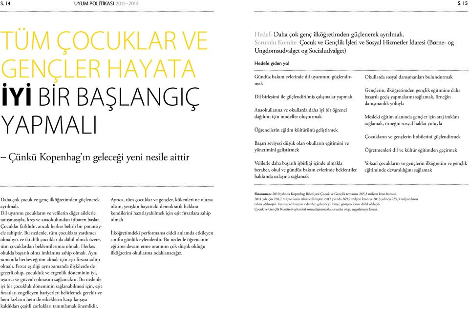 güçlendirilmiş çalışmalar yapmak Anaokullarına ve okullarda daha iyi bir öğrenci dağılımı için modeller oluşturmak Öğrencilerin eğitim kültürünü geliştirmek Başarı seviyesi düşük olan okulların