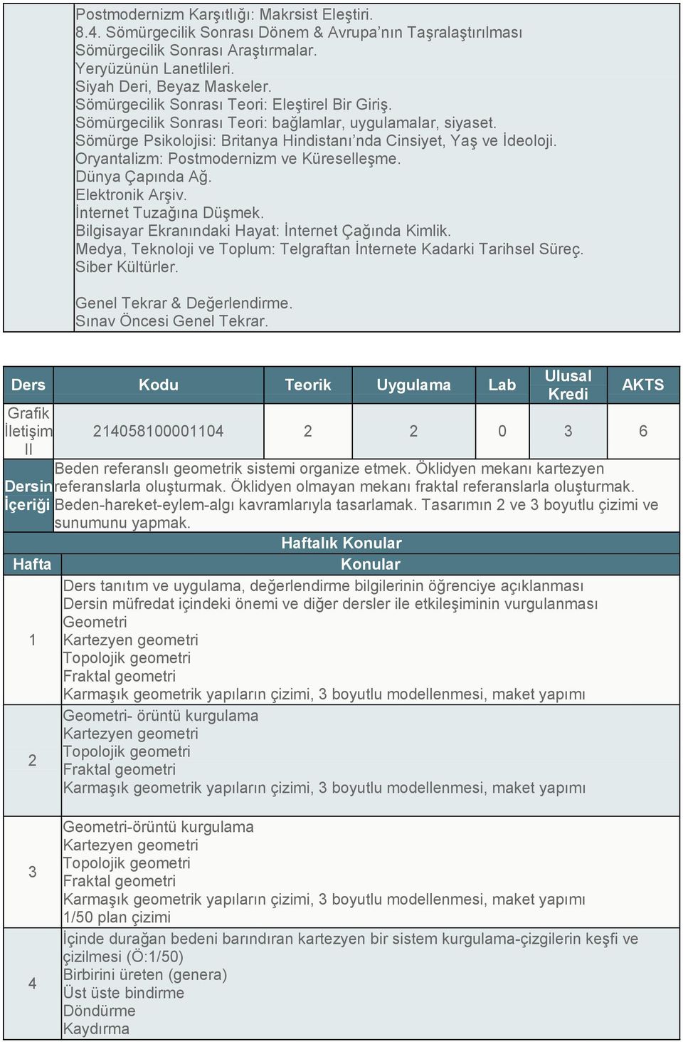 Oryantalizm: Postmodernizm ve Küreselleşme. Dünya Çapında Ağ. Elektronik Arşiv. İnternet Tuzağına Düşmek. Bilgisayar Ekranındaki Hayat: İnternet Çağında Kimlik.