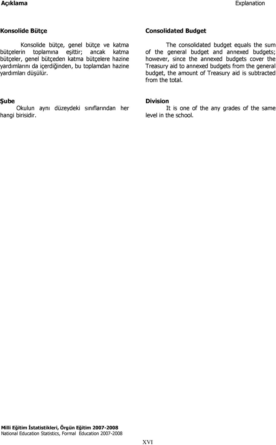 Consolidated Budget The consolidated budget equals the sum of the general budget and annexed budgets; however, since the annexed budgets cover the Treasury aid to annexed budgets from