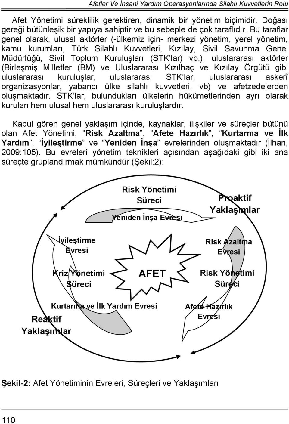 Bu taraflar genel olarak, ulusal aktörler (-ülkemiz için- merkezi yönetim, yerel yönetim, kamu kurumları, Türk Silahlı Kuvvetleri, Kızılay, Sivil Savunma Genel Müdürlüğü, Sivil Toplum Kuruluşları