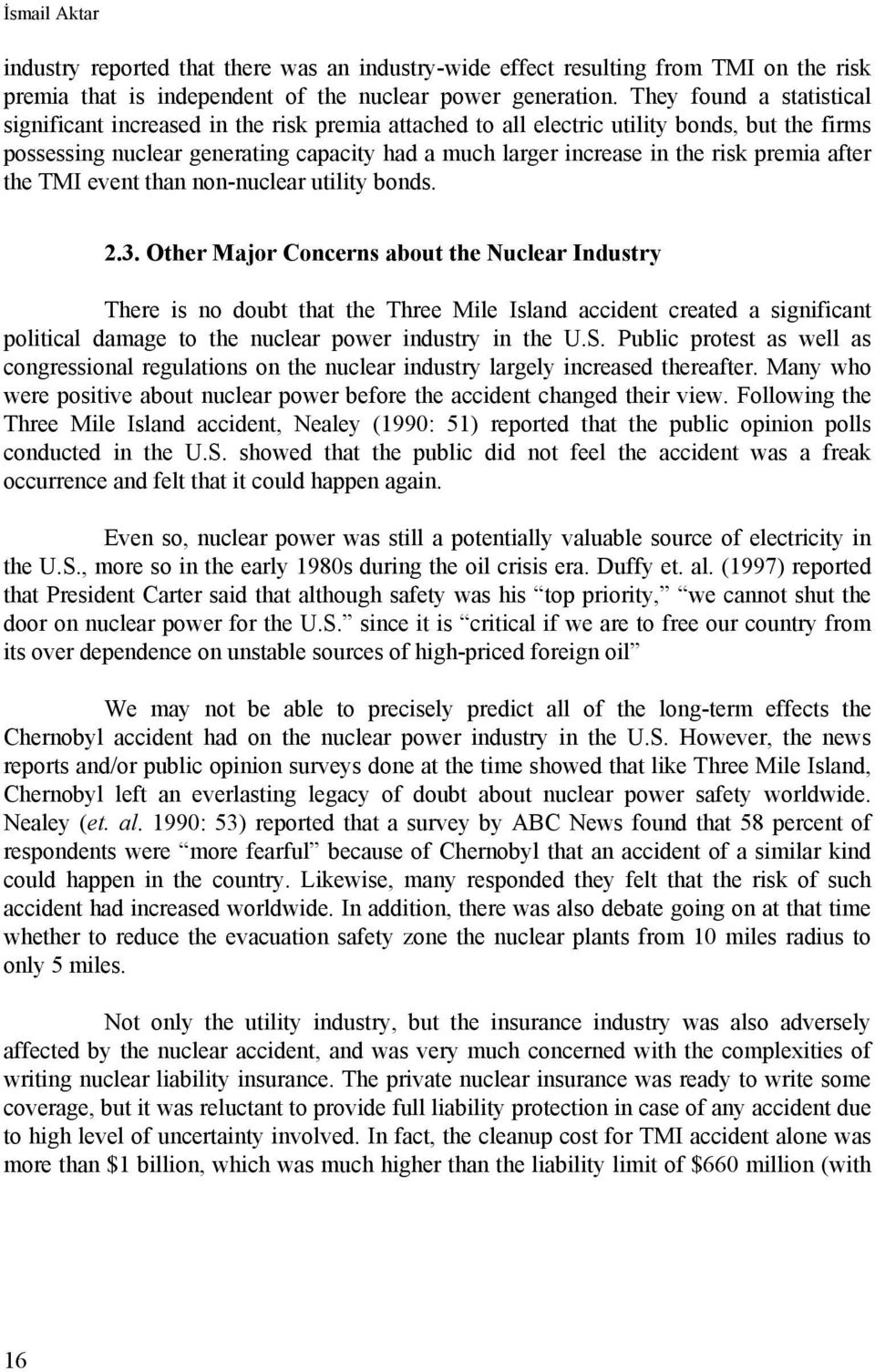 premia after the TMI event than non-nuclear utility bonds. 2.3.