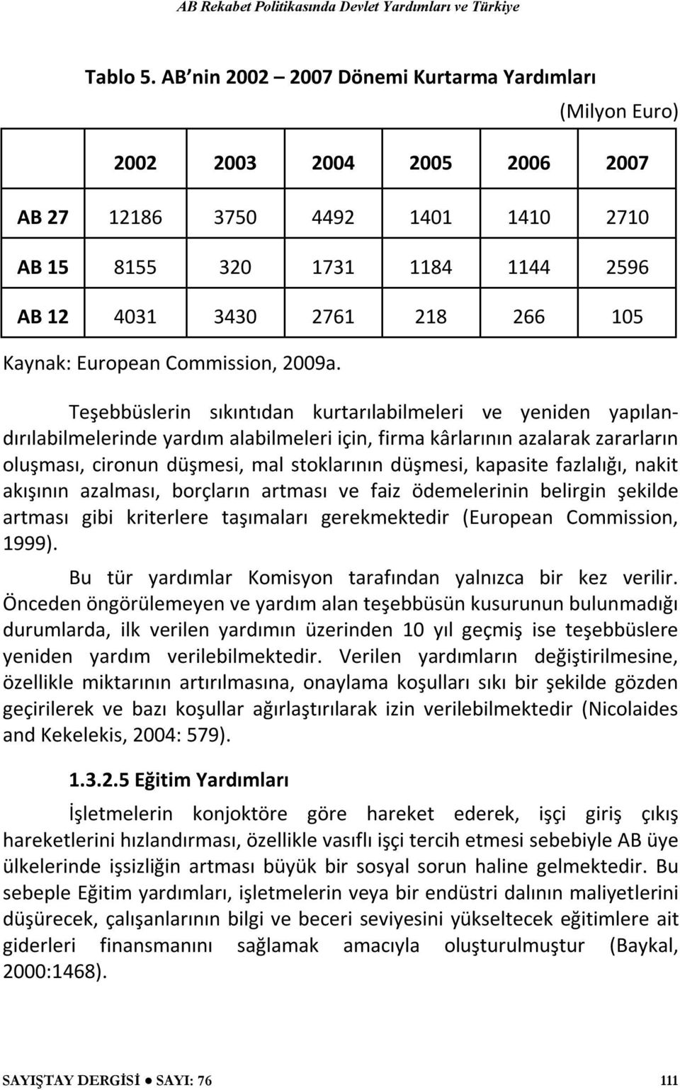 Kaynak: European Commission, 2009a.