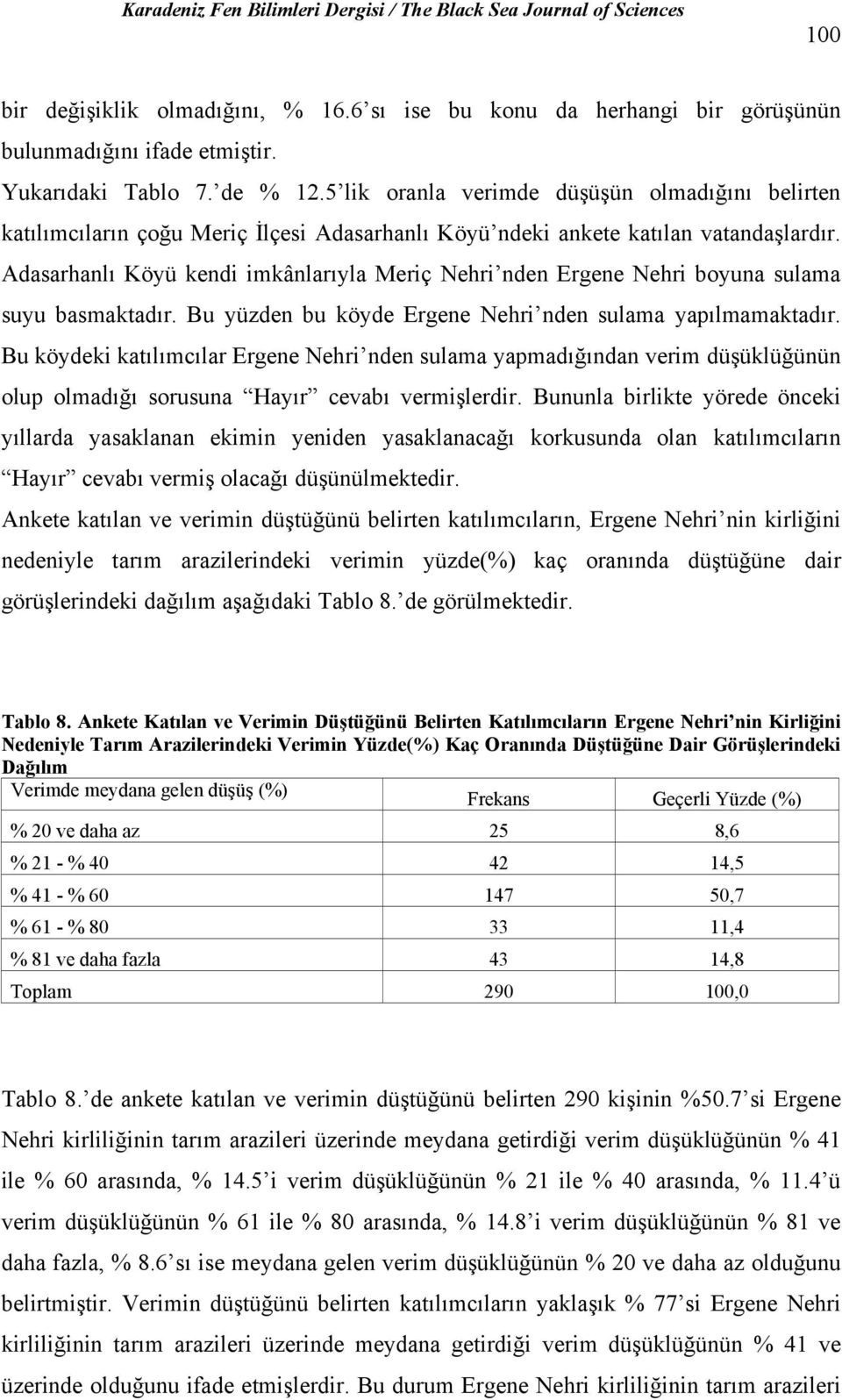 Adasarhanlı Köyü kendi imkânlarıyla Meriç Nehri nden Ergene Nehri boyuna sulama suyu basmaktadır. Bu yüzden bu köyde Ergene Nehri nden sulama yapılmamaktadır.